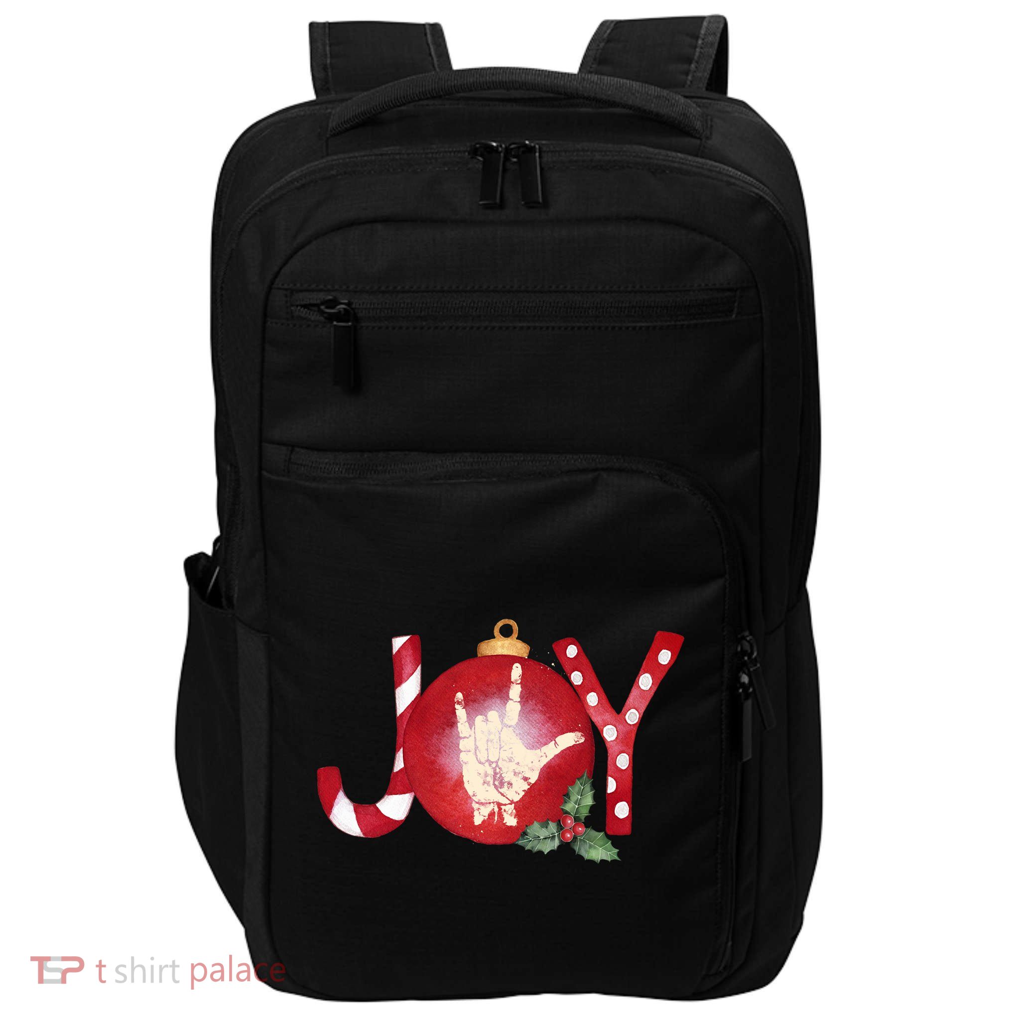 Joy I Love You Asl Hand Christmas Ornament Long Sleeve Impact Tech Backpack