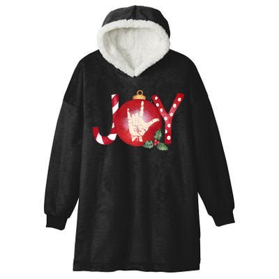 Joy I Love You Asl Hand Christmas Ornament Long Sleeve Hooded Wearable Blanket