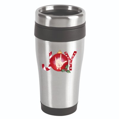 Joy I Love You Asl Hand Christmas Ornament Long Sleeve 16oz Travel Tumbler
