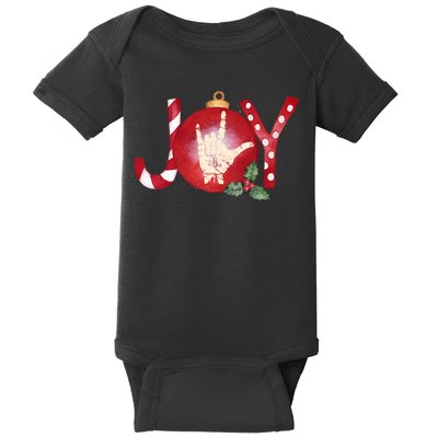 Joy I Love You Asl Hand Christmas Ornament Long Sleeve Baby Bodysuit