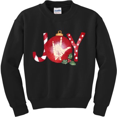 Joy I Love You Asl Hand Christmas Ornament Long Sleeve Kids Sweatshirt
