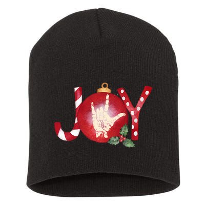 Joy I Love You Asl Hand Christmas Ornament Long Sleeve Short Acrylic Beanie