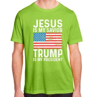 Jesus Is My Savior Trump Is My President Usa Flag Cute Gift Adult ChromaSoft Performance T-Shirt