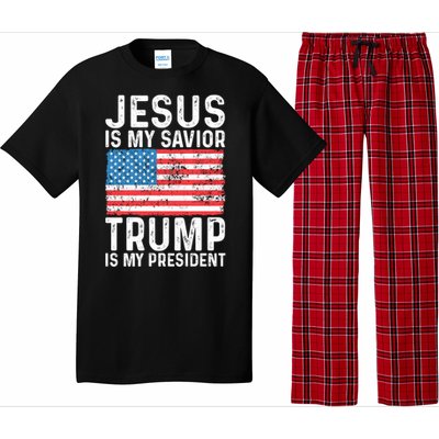 Jesus Is My Savior Trump Is My President Usa Flag Cute Gift Pajama Set