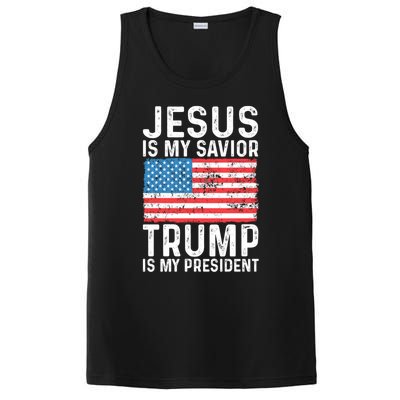 Jesus Is My Savior Trump Is My President Usa Flag Cute Gift PosiCharge Competitor Tank