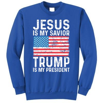 Jesus Is My Savior Trump Is My President Usa Flag Cute Gift Sweatshirt