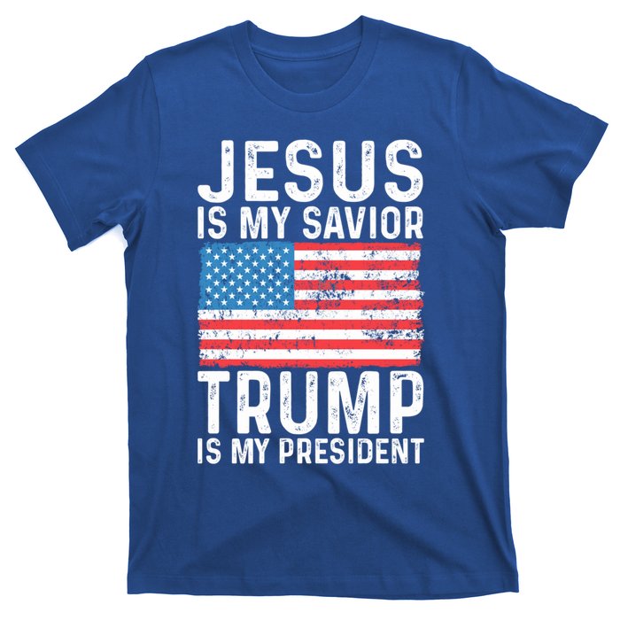 Jesus Is My Savior Trump Is My President Usa Flag Cute Gift T-Shirt