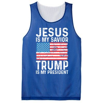 Jesus Is My Savior Trump Is My President Usa Flag Cute Gift Mesh Reversible Basketball Jersey Tank