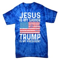 Jesus Is My Savior Trump Is My President Usa Flag Cute Gift Tie-Dye T-Shirt