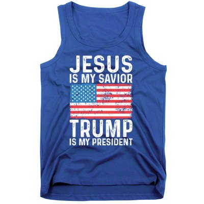 Jesus Is My Savior Trump Is My President Usa Flag Cute Gift Tank Top