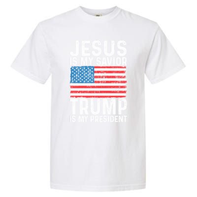 Jesus Is My Savior Trump Is My President Usa Flag Cute Gift Garment-Dyed Heavyweight T-Shirt