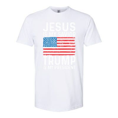 Jesus Is My Savior Trump Is My President Usa Flag Cute Gift Softstyle CVC T-Shirt