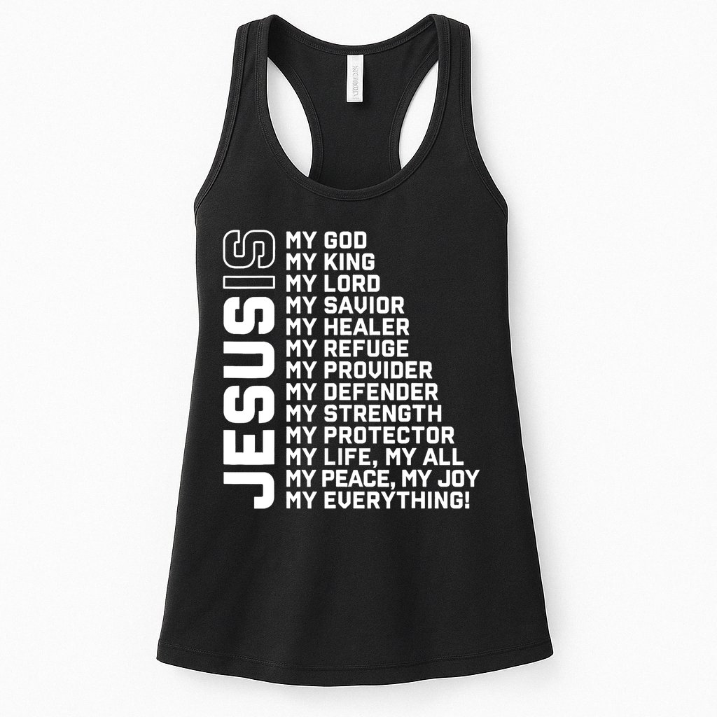 Jesus Is My God My King My Lord My Savior Christian Womens Tank Top