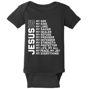 Jesus Is My God My King My Lord My Savior Christian Baby Bodysuit