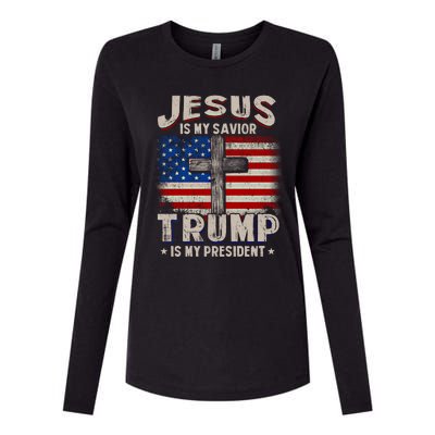 Jesus Is My Savior Trump Is My President Gift Womens Cotton Relaxed Long Sleeve T-Shirt