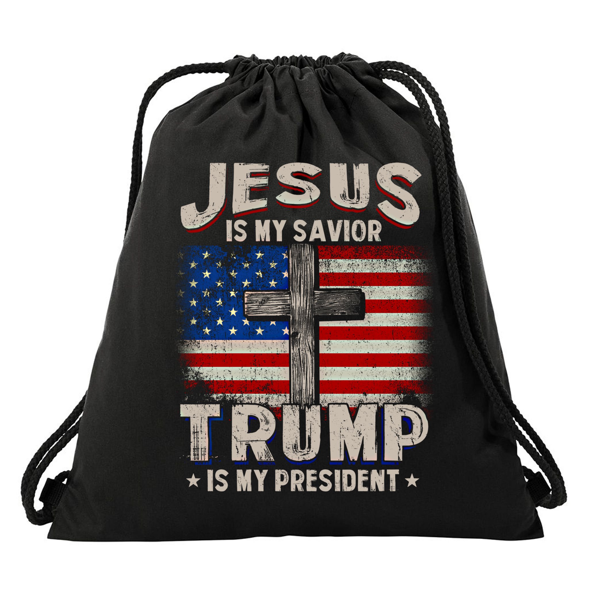 Jesus Is My Savior Trump Is My President Gift Drawstring Bag