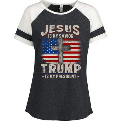 Jesus Is My Savior Trump Is My President Gift Enza Ladies Jersey Colorblock Tee