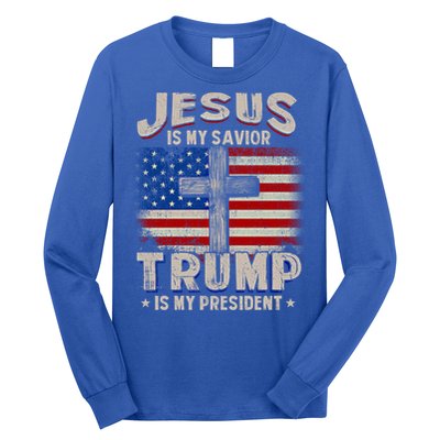 Jesus Is My Savior Trump Is My President Gift Long Sleeve Shirt