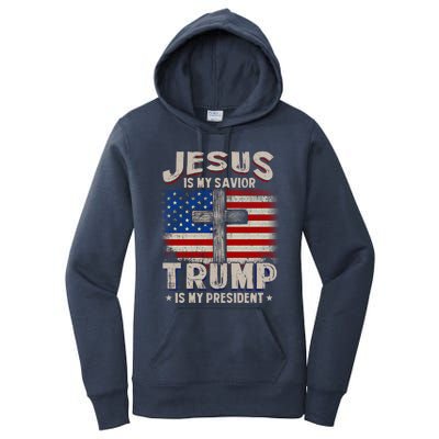 Jesus Is My Savior Trump Is My President Gift Women's Pullover Hoodie