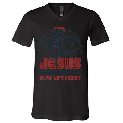 Jesus Is My Lift Ticket V-Neck T-Shirt
