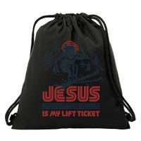 Jesus Is My Lift Ticket Drawstring Bag