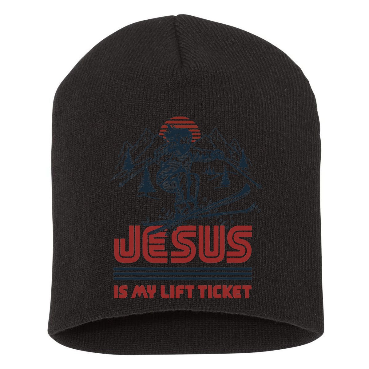 Jesus Is My Lift Ticket Short Acrylic Beanie