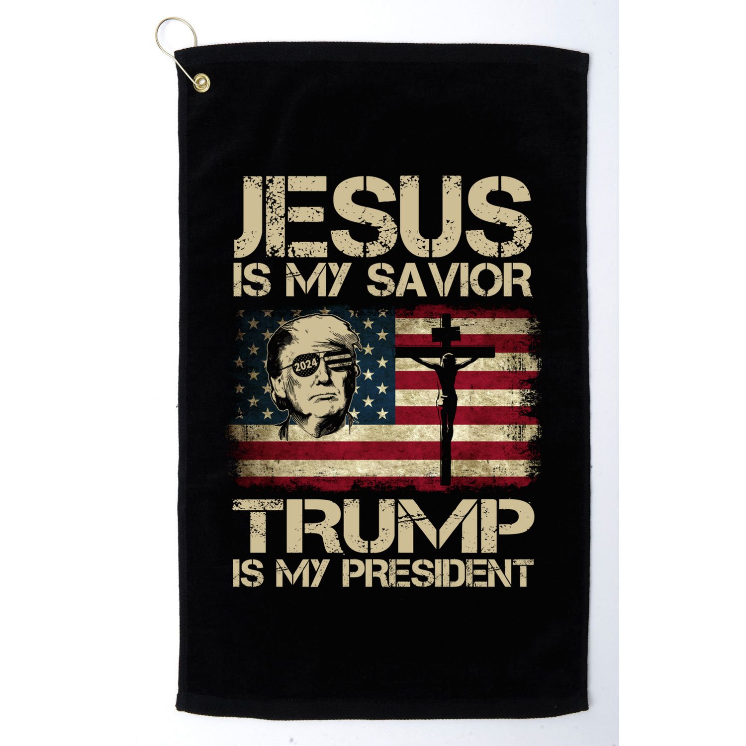 Jesus Is My Savior Trump Is My President Usa Flag Cute Gift Golf Towel