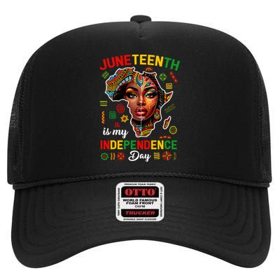 Juneteenth Is My Independence Day 1865 African Women Girl High Crown Mesh Back Trucker Hat