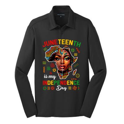 Juneteenth Is My Independence Day 1865 African Women Girl Silk Touch Performance Long Sleeve Polo