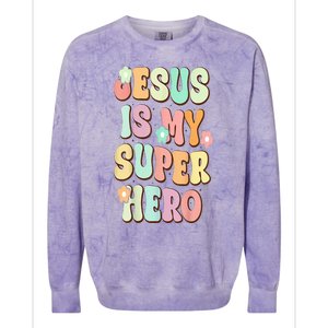 Jesus Is My Superhero Christian Religious Colorblast Crewneck Sweatshirt