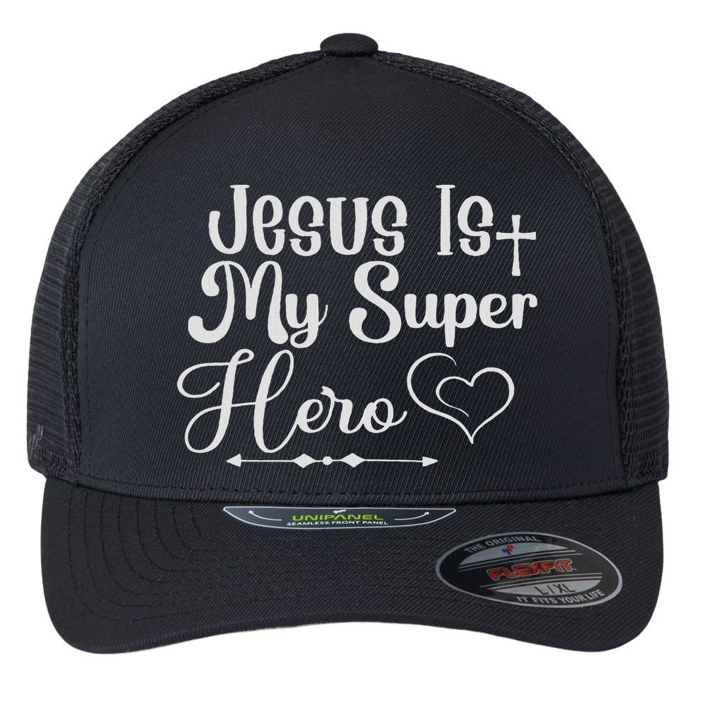 Jesus Is My Superhero Flexfit Unipanel Trucker Cap