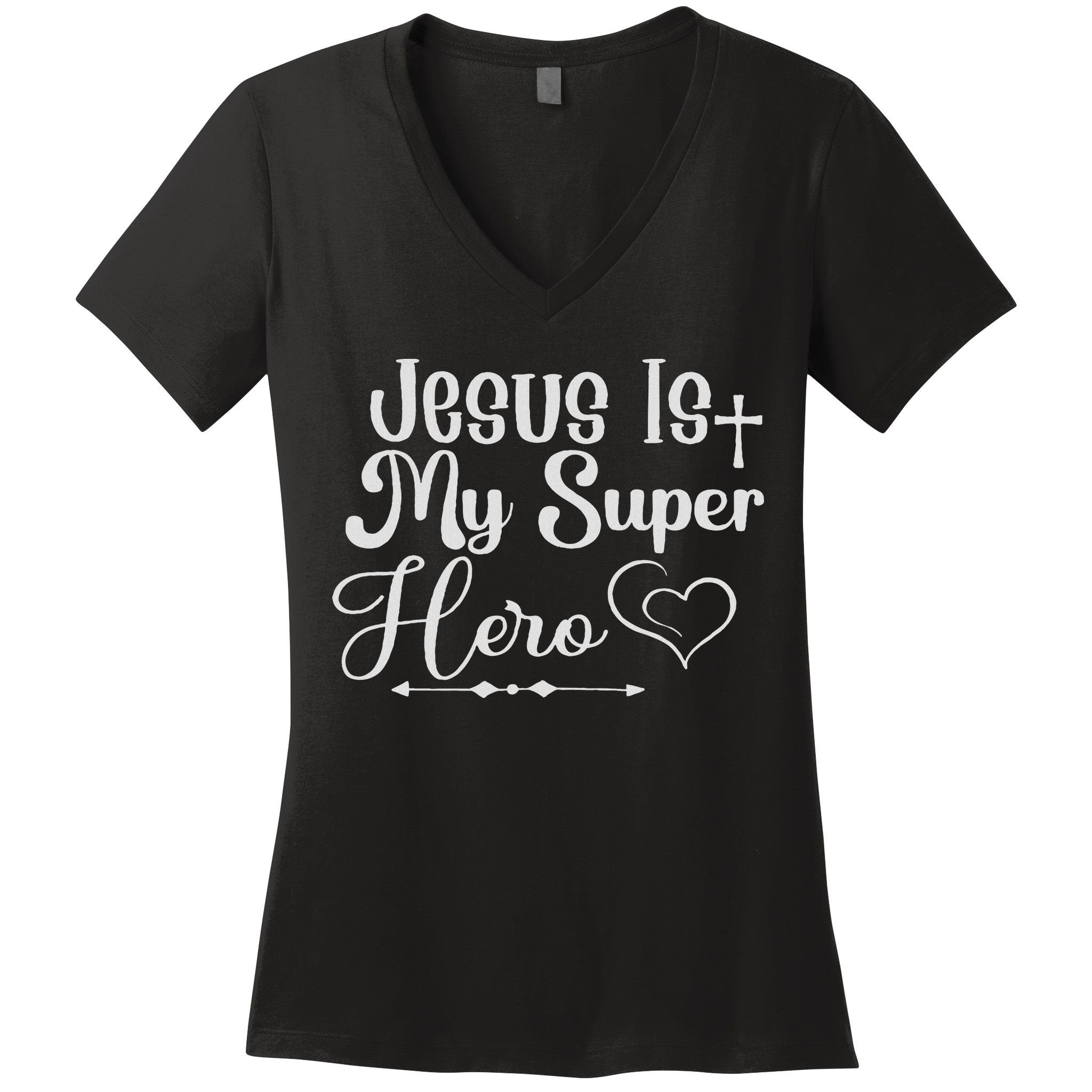 Jesus Is My Superhero Women's V-Neck T-Shirt