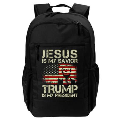 Jesus Is My Savior Trump Is My President Trump 2024 Usa Flag Gift Backpack