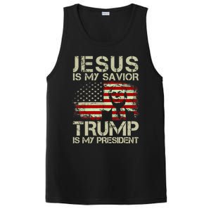 Jesus Is My Savior Trump Is My President Trump 2024 Usa Flag Gift PosiCharge Competitor Tank