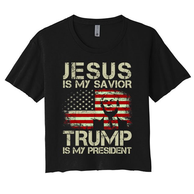 Jesus Is My Savior Trump Is My President Trump 2024 Usa Flag Gift Crop Top