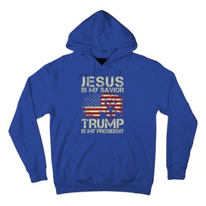 Jesus Is My Savior Trump Is My President Trump 2024 Usa Flag Gift Hoodie