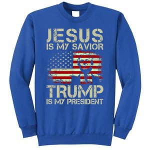 Jesus Is My Savior Trump Is My President Trump 2024 Usa Flag Gift Sweatshirt