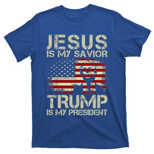 Jesus Is My Savior Trump Is My President Trump 2024 Usa Flag Gift T-Shirt