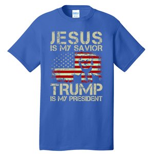 Jesus Is My Savior Trump Is My President Trump 2024 Usa Flag Gift Tall T-Shirt