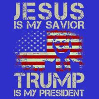 Jesus Is My Savior Trump Is My President Trump 2024 Usa Flag Gift V-Neck T-Shirt