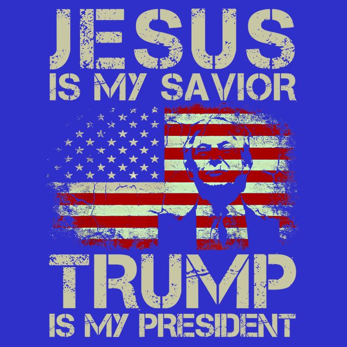 Jesus Is My Savior Trump Is My President Trump 2024 Usa Flag Gift V-Neck T-Shirt