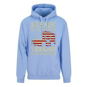 Jesus Is My Savior Trump Is My President Trump 2024 Usa Flag Gift Unisex Surf Hoodie