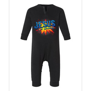 Jesus Is My Superhero Cute Powerful Christian Gift Comic Infant Fleece One Piece