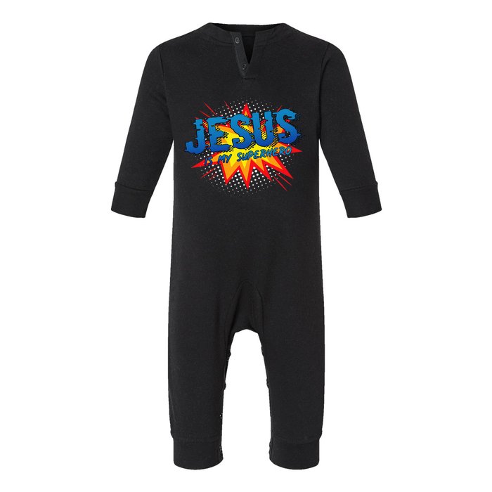 Jesus Is My Superhero Cute Powerful Christian Gift Comic Infant Fleece One Piece