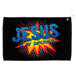 Jesus Is My Superhero Cute Powerful Christian Gift Comic Grommeted Golf Towel