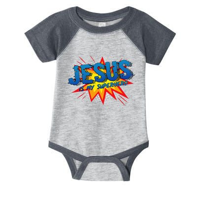 Jesus Is My Superhero Cute Powerful Christian Gift Comic Infant Baby Jersey Bodysuit