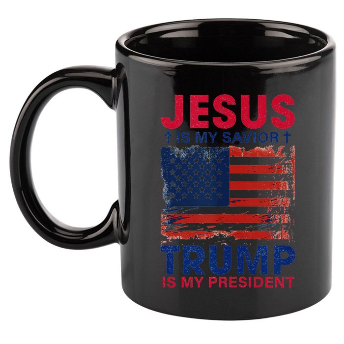 Jesus Is My Savior Trump Is My President Flag 11oz C Handle Ceramic Mug
