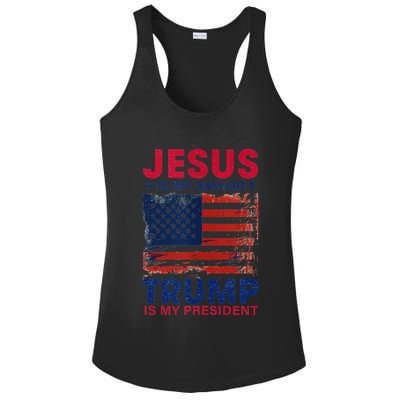 Jesus Is My Savior Trump Is My President Flag Ladies PosiCharge Competitor Racerback Tank