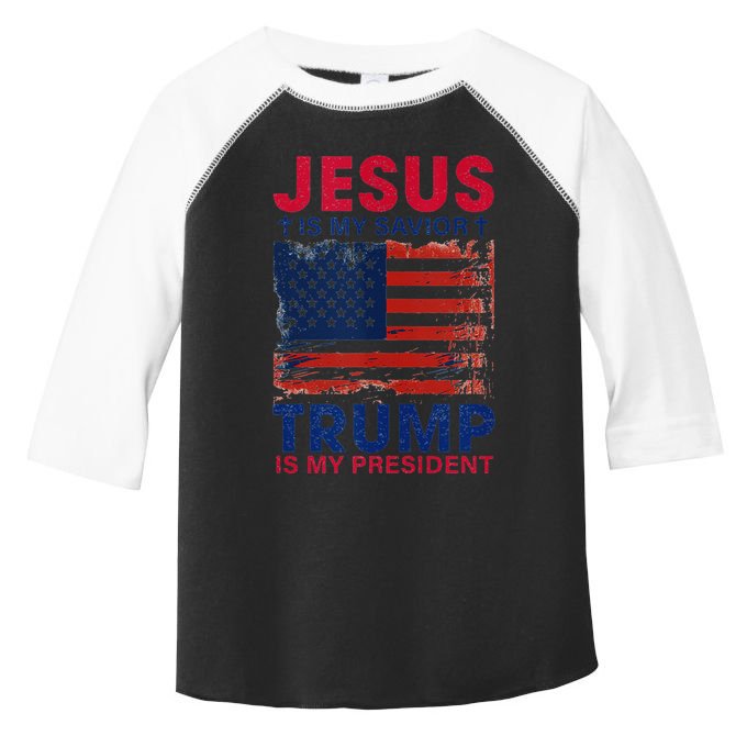 Jesus Is My Savior Trump Is My President Flag Toddler Fine Jersey T-Shirt