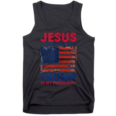 Jesus Is My Savior Trump Is My President Flag Tank Top